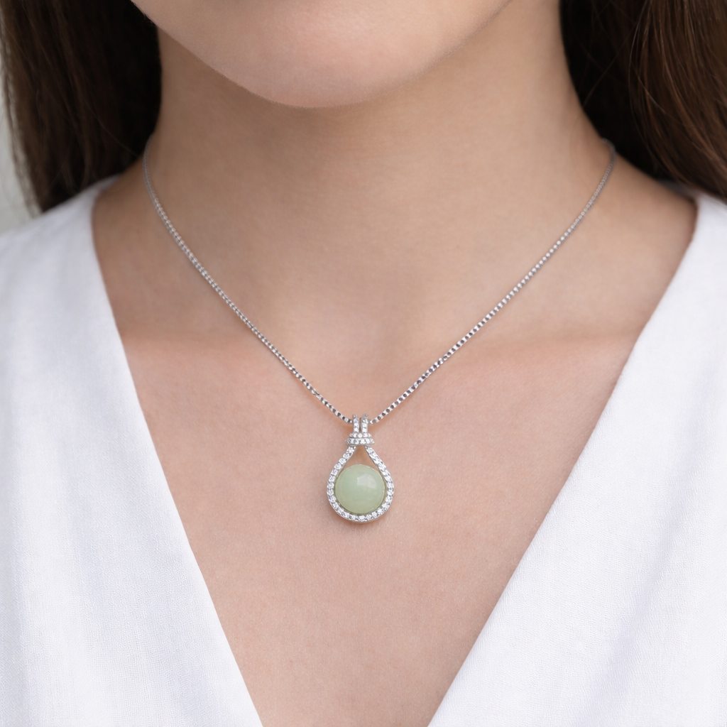 Serene Dewdrop Halo Pendant