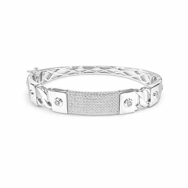 925 Silver Iced Link Bracelet Cum Kada for Men