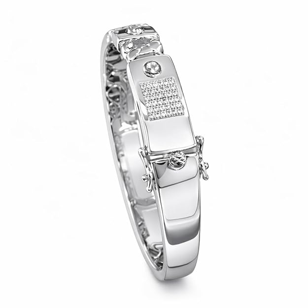925 Silver Iced Link Bracelet Cum Kada for Men